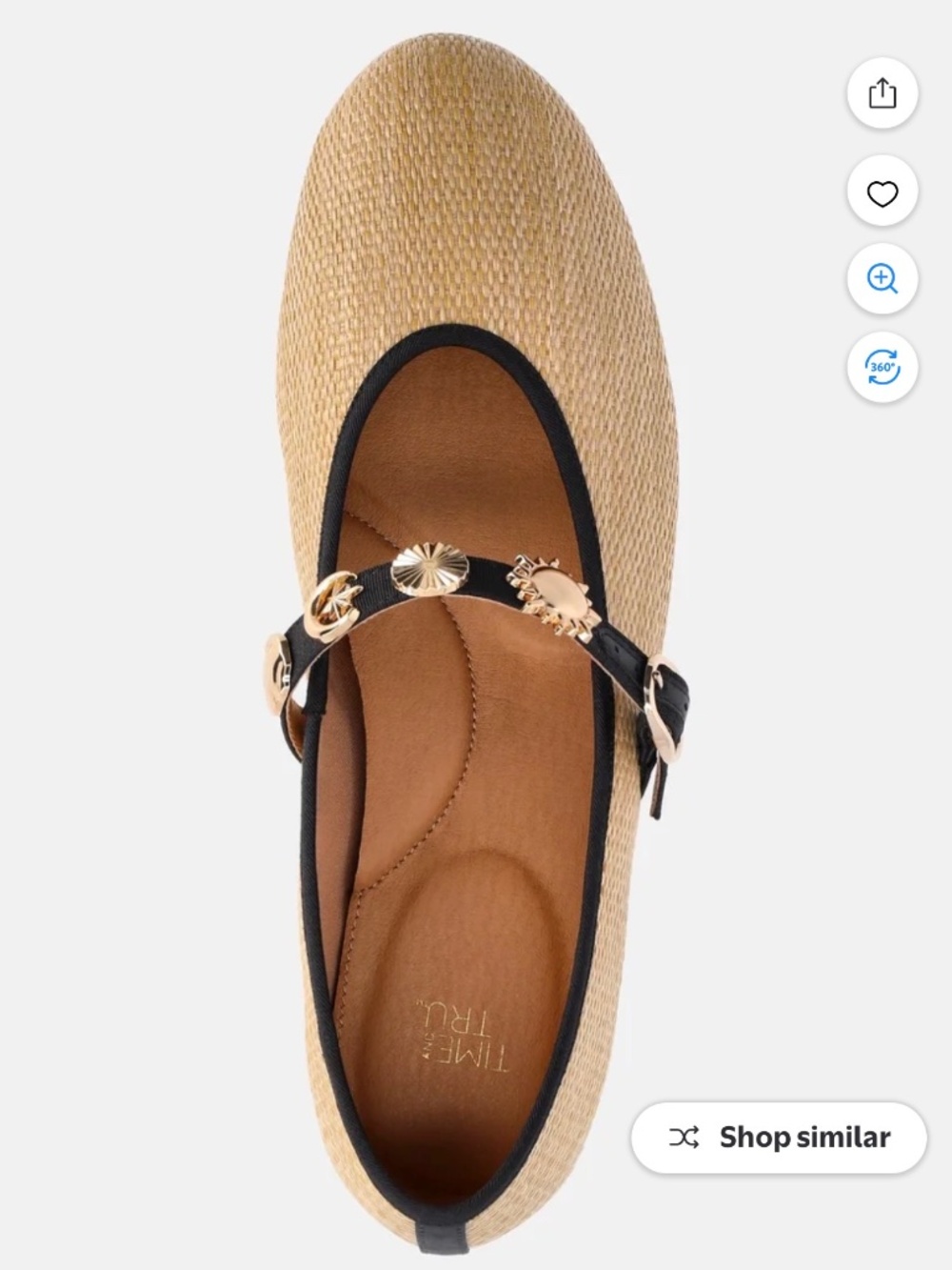 Time and Tru Women's Mary Jane Flats with Charm Strap